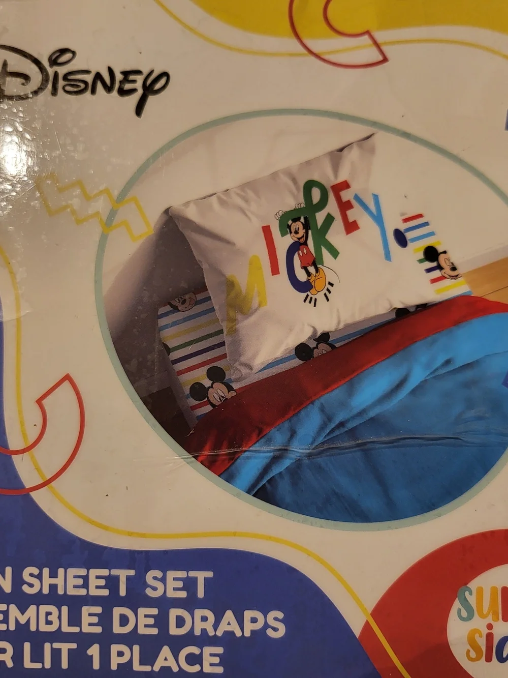 Sunny Side Up Disney Mickey Mouse Twin Sheet Set Microfiber Bedding Sleep Kids